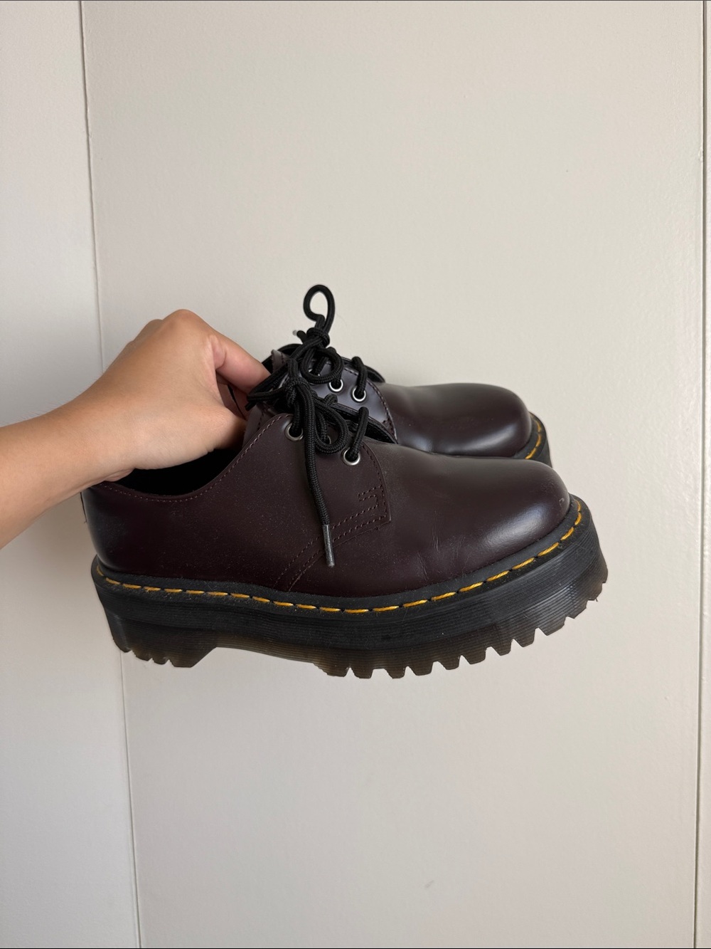 Dr Marten Oxford Chunky Lace-Up Derby Shoes in Dark Brown